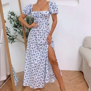 Puff Sleeve Floral Print Dress